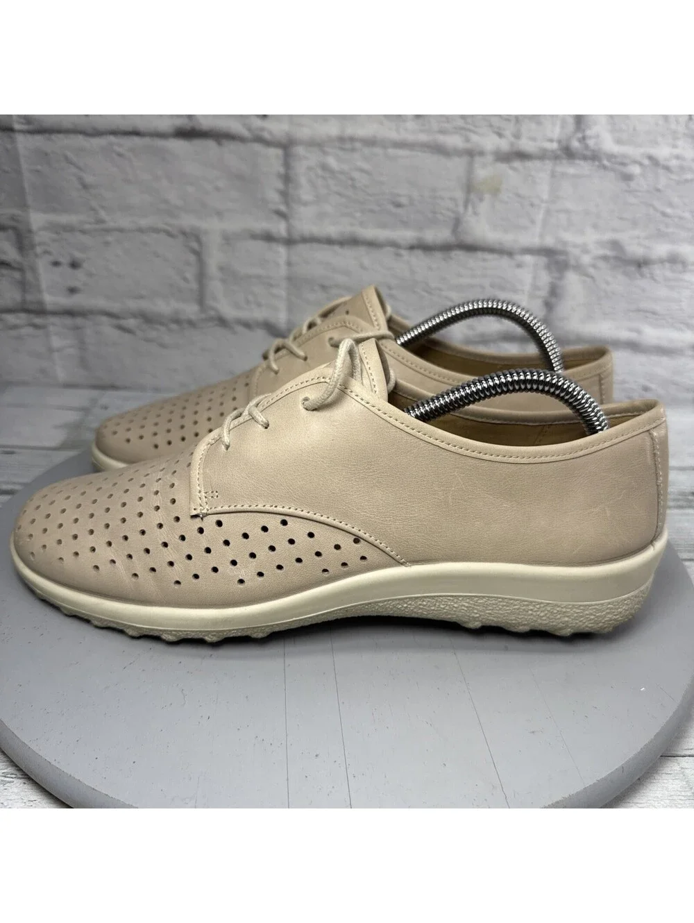 Hotter Ortholite Shoes Cushioned Women’s Beige Leather Lace Up Size 8.5